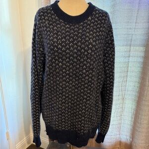 Men's Classic Navy Patterned Crewneck Sweater
